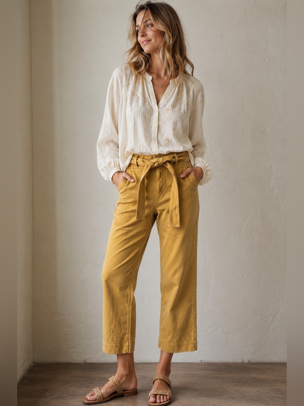 Loft Slim Tie Waist Ankle Pant